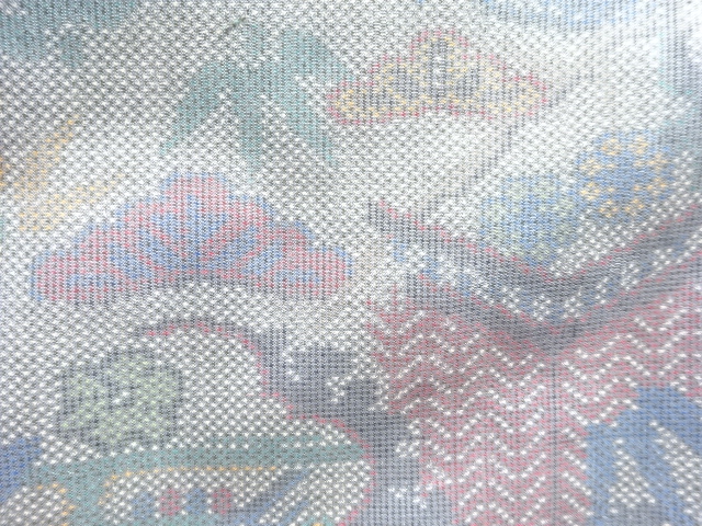 JAPANESE KIMONO / ANTIQUE HONJO OSHIMA TSUMUGI KIMONO / WOVEN PINE / B